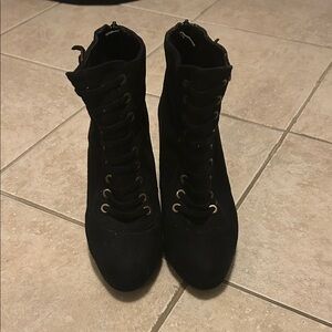 Black Lace-Up Ankle Boots